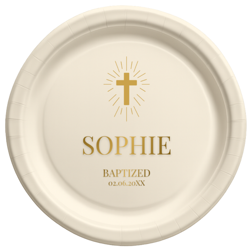 Radiant Cross | Name & Date | Personalized Baptism Plates