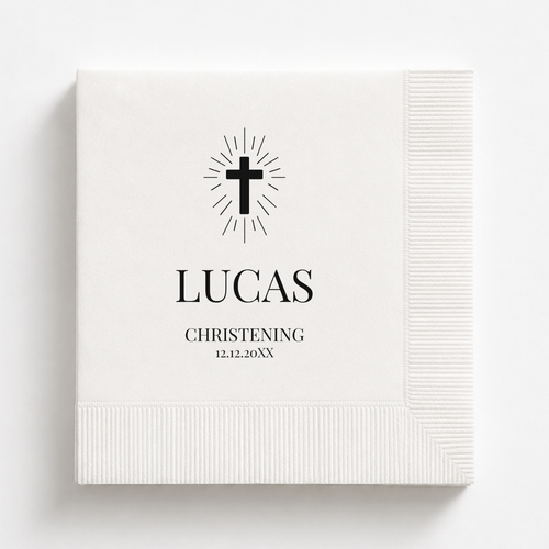 Radiant Cross | Name & Date | Personalized Baptism Napkins