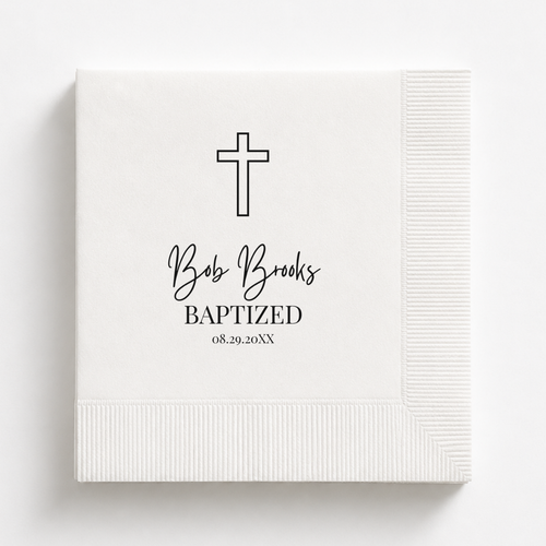 Outline Cross | Name & Date | Personalized Baptism Napkins