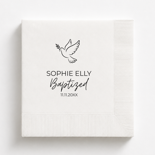 Dove | Name & Date | Personalized Baptism Napkins