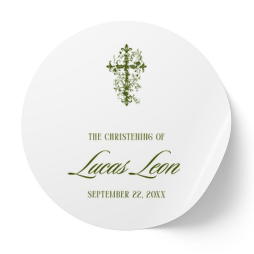 Ornate Cross | Name & Date | Personalized Baptism Stickers