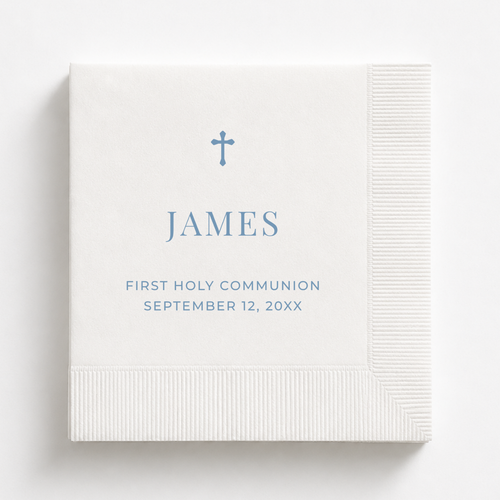 Minimal Cross | Name & Date | Personalized Baptism Napkins