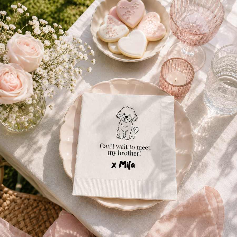 Pet Line Art Baby Announcement | Baby Shower Napkins