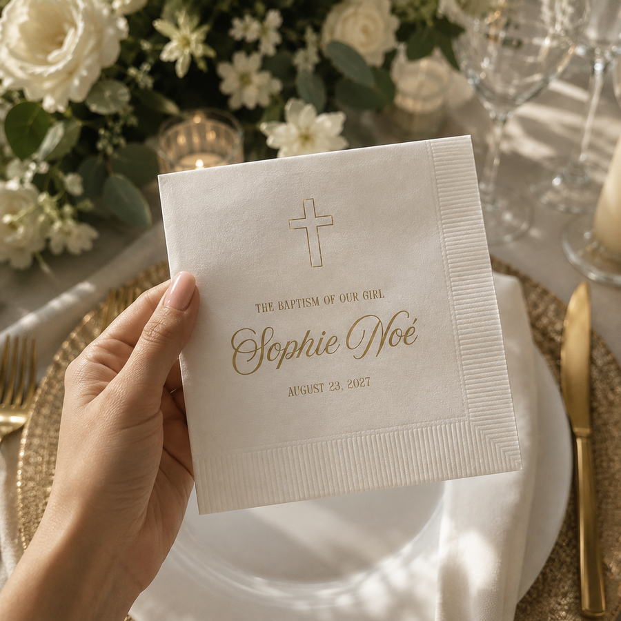 Floral Cross | Baptism Napkins