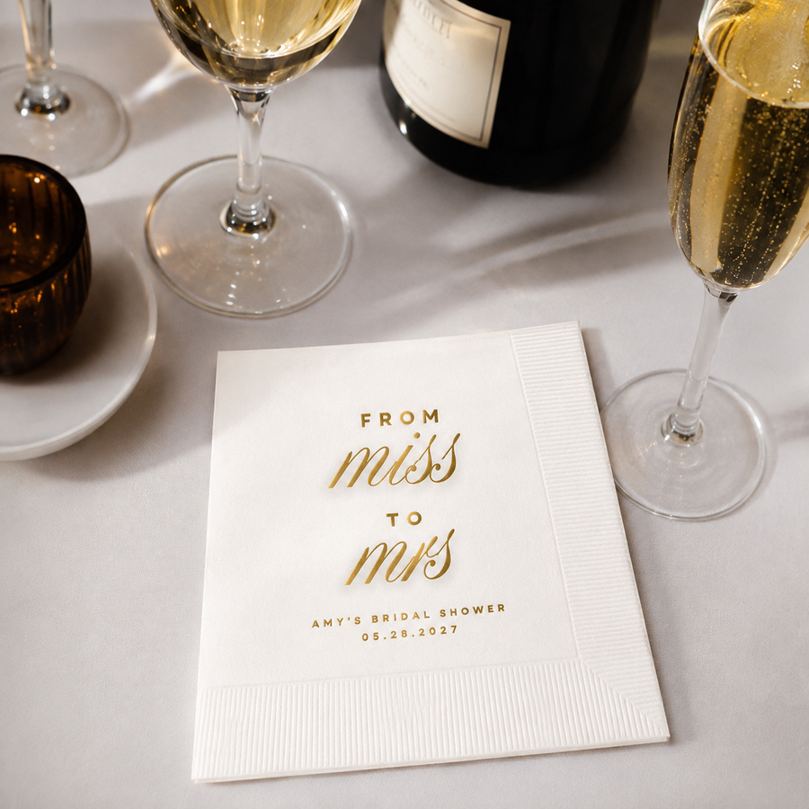 Custom Tying The Knot Script Bow Bridal Shower Napkins