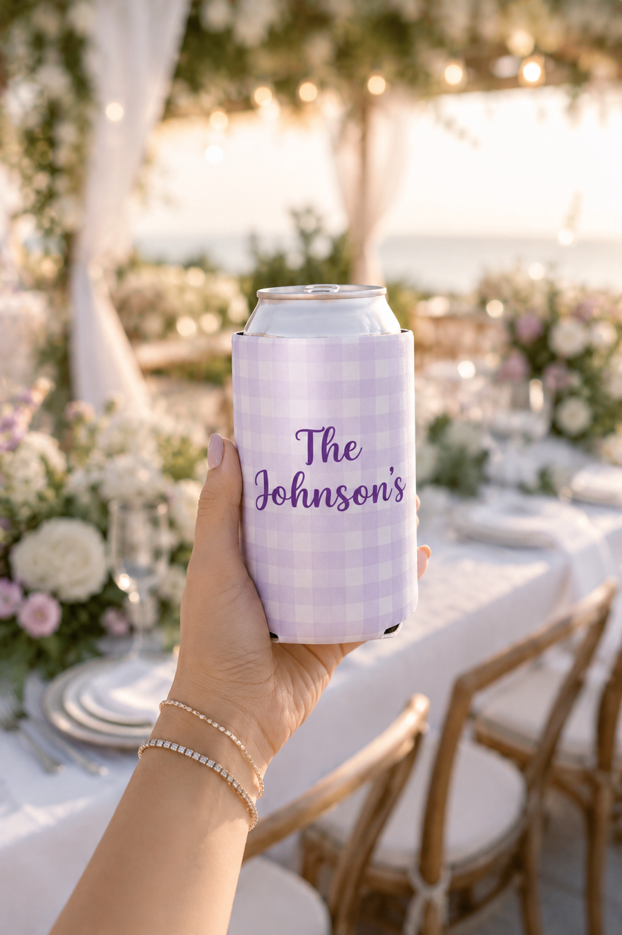 Custom Couple Names & Date Wedding Can Coolers