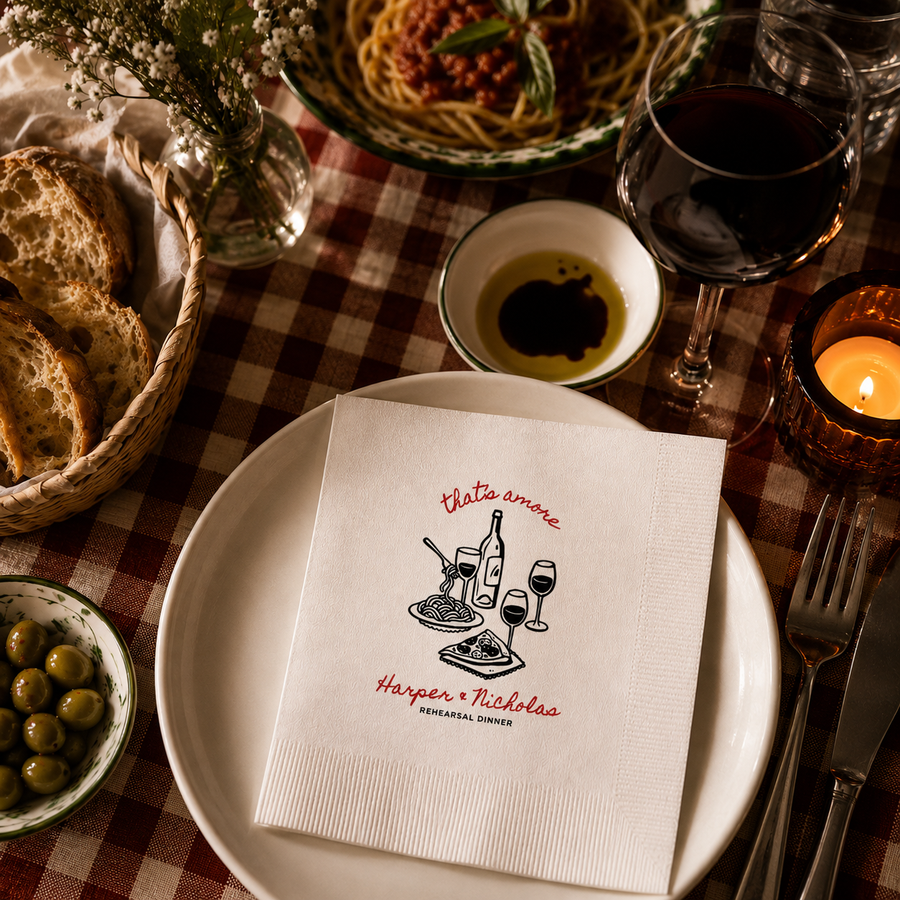 Ace Of Hearts | Names | Personalized Rehearsal Dinner Napkins