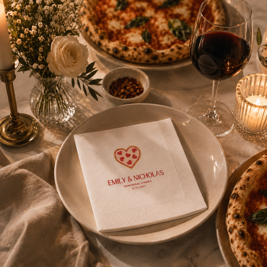 Ace Of Hearts | Names | Personalized Rehearsal Dinner Napkins