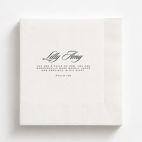 Psalm 139 | Name & Date | Personalized Baptism Napkins