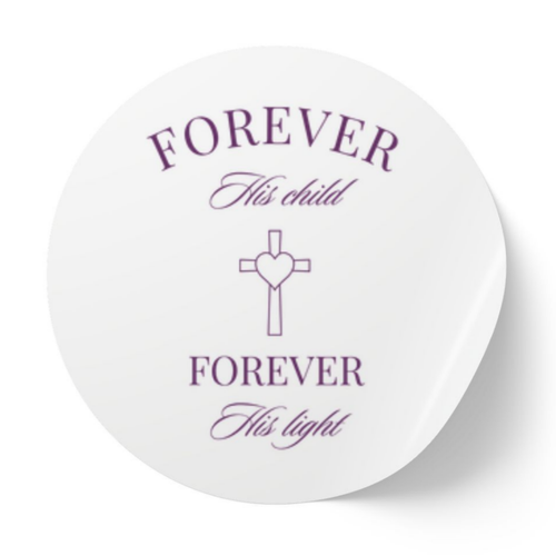Custom Forever His Child Baptism Favor Labels