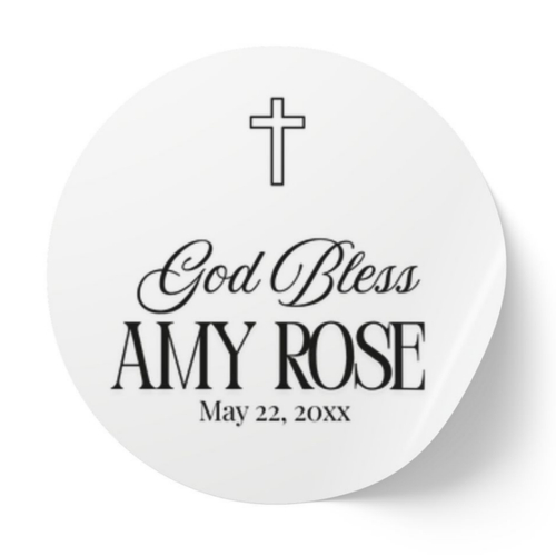 Custom God Bless Classic Baptism Favor Labels