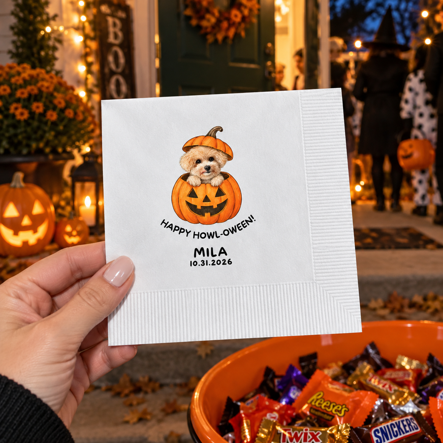Custom Boo Ghost Dog Halloween Paper Plates