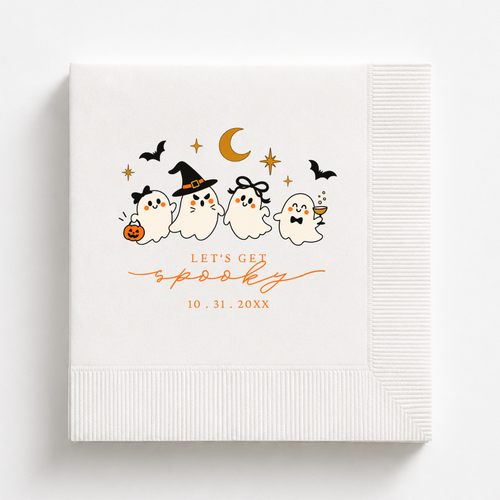 Custom Lets Get Spooky Ghosts Halloween Napkins