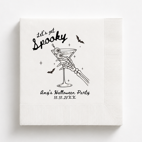 Custom Lets Get Spooky Skeleton Halloween Napkins