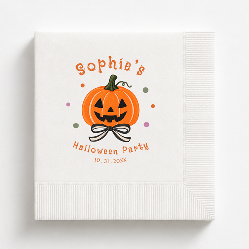 Custom Pumpkin Bow Halloween Napkins