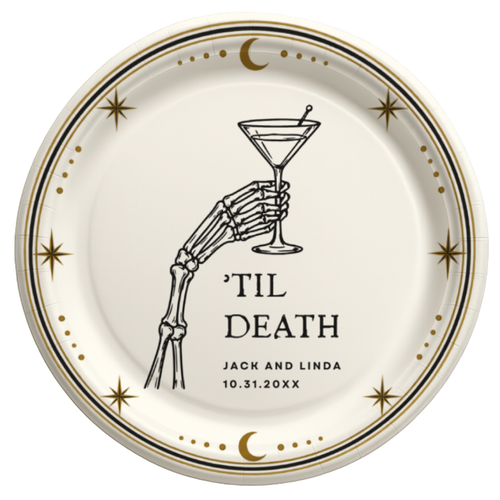 Custom Til Death Skeleton Halloween Paper Plates