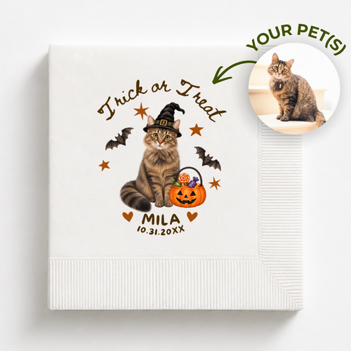 Custom Trick or Treat Cat Halloween Napkins