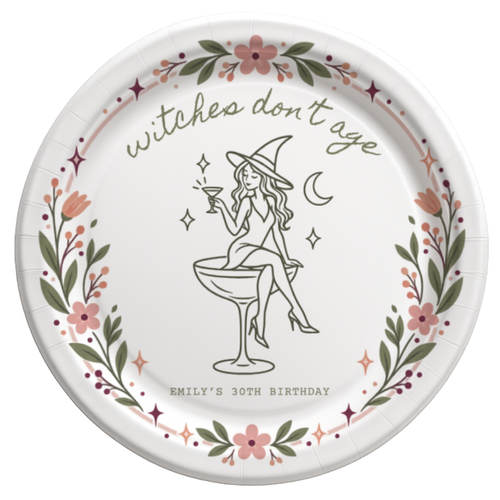 Custom Witches Dont Age Birthday Paper Plates