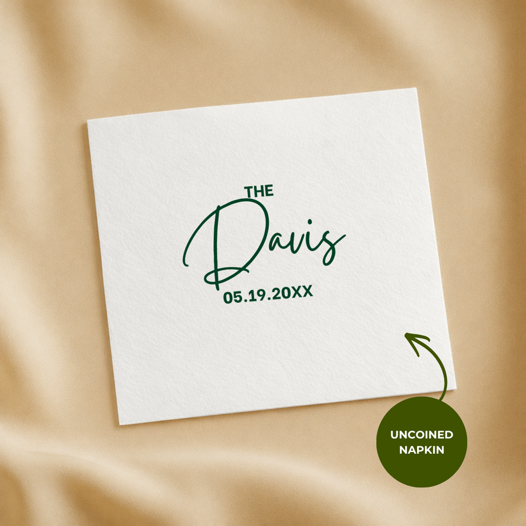 Classic Family Name Script | Family Name & Date | Personalized Wedding Napkins