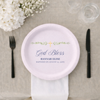 God Bless Greenery | Name & Date | Personalized Baptism Plates