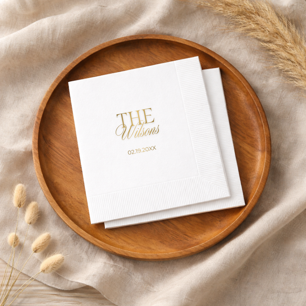 The Family Name Script | Family Name & Date | Personalized Wedding Napkins