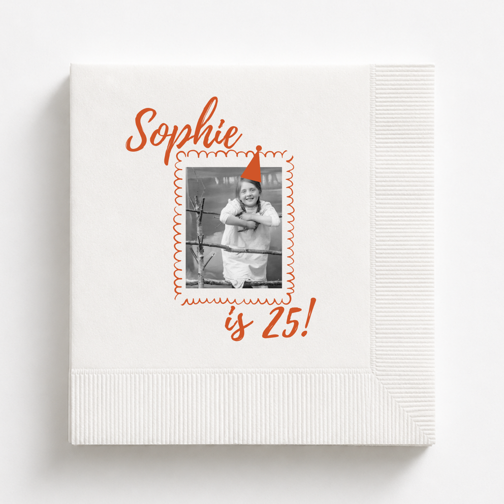 Photo & Party Hat | Name & Age | Personalized Birthday Napkins