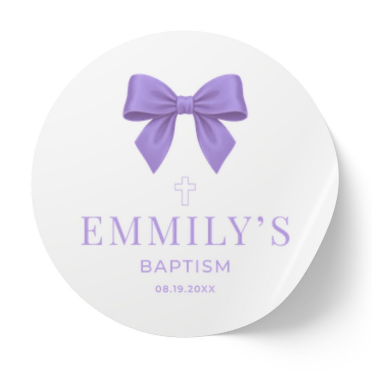Satin Bow | Name & Date | Personalized Baptism Stickers