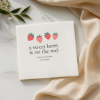 A Berry Sweet Baby Is On The Way baby shower napkins for the dessert table