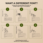 Calligraphy Fun Facts | Names & Your Fun Facts | Personalized Wedding Napkins