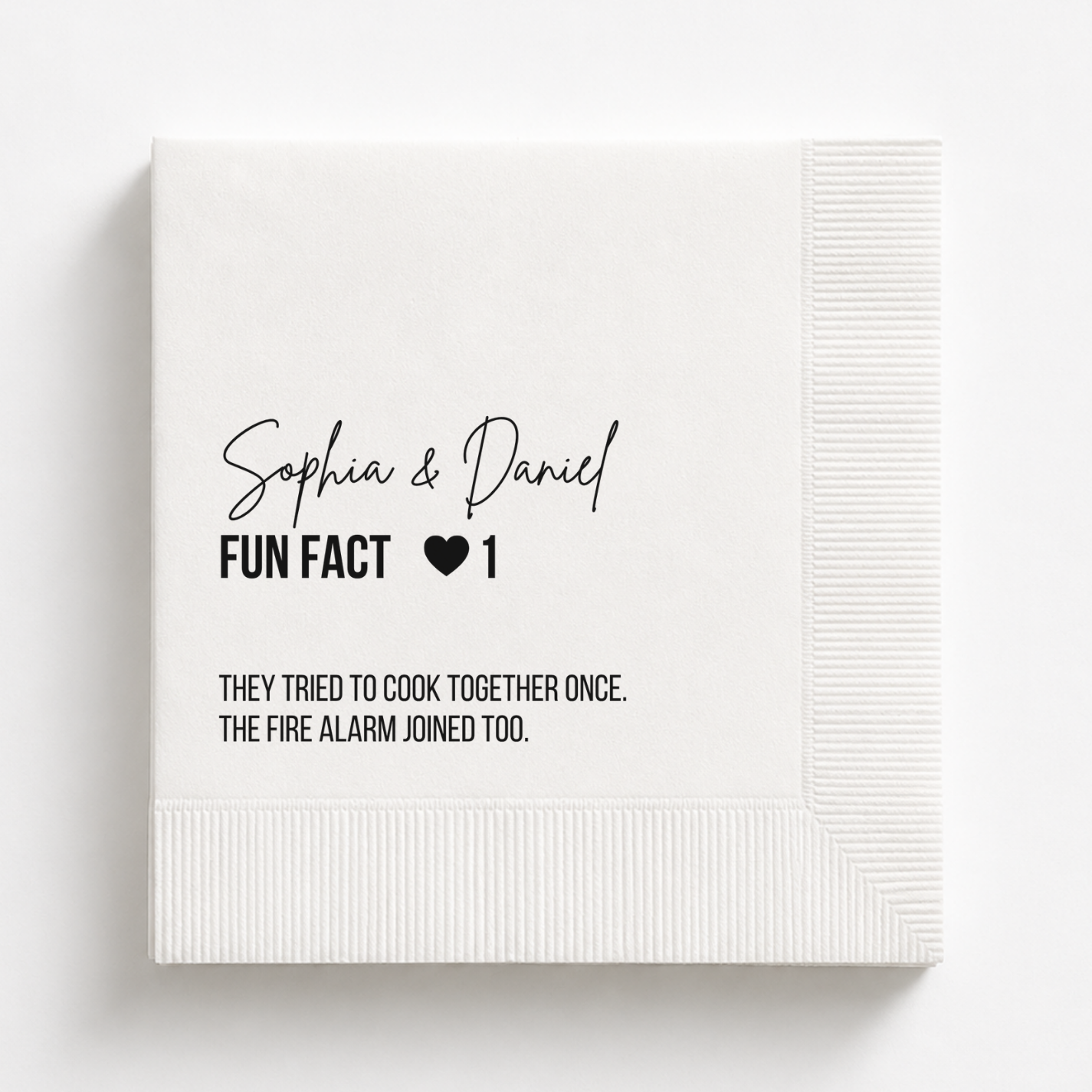 Sweetheart Fun Fact | Names & Your Fun Fact | Personalized Wedding Napkins