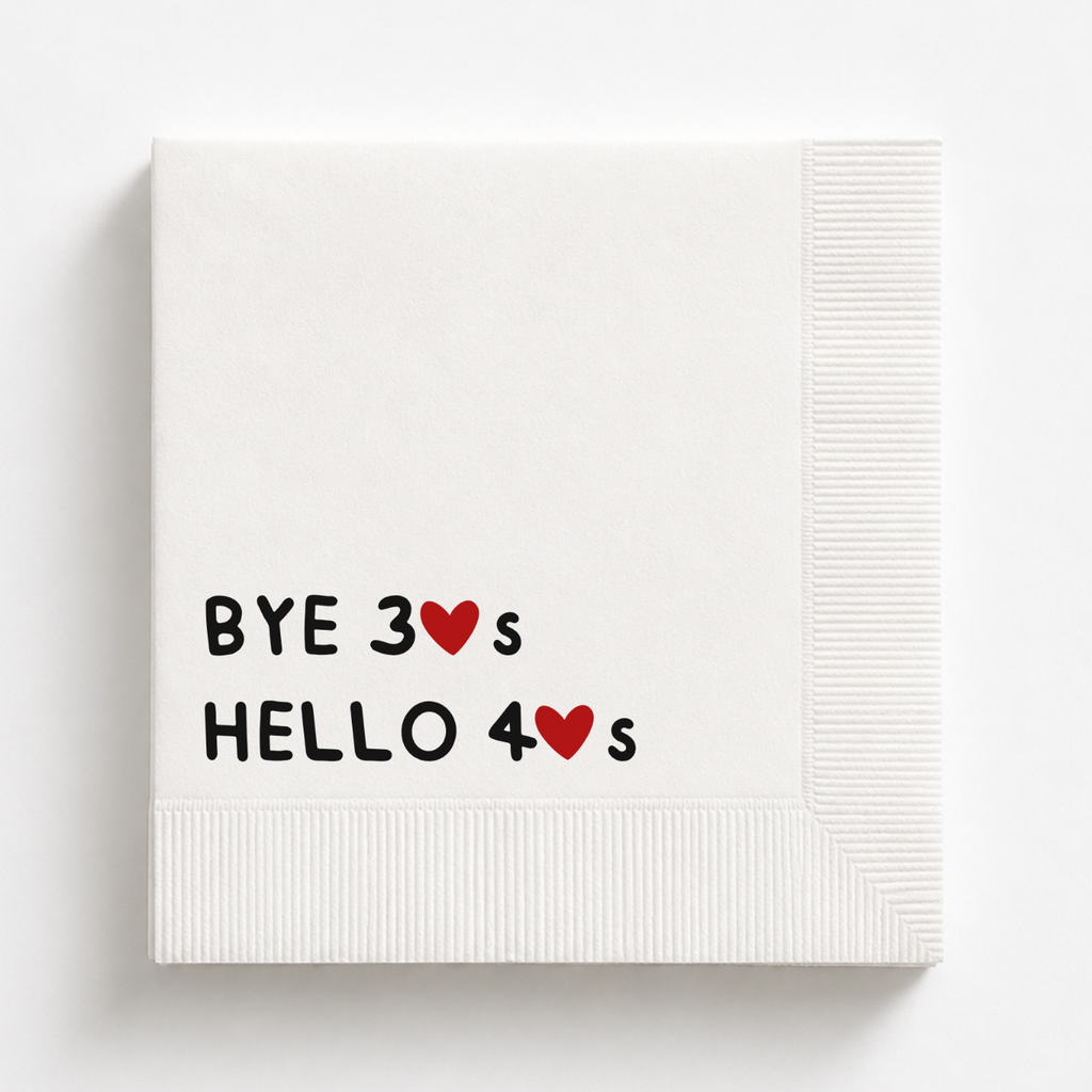 Bye 30's Hello 40's | Personalized 40th Birthday Napkins