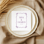 Custom wedding napkins with the Ribbon Bow Frame design