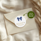 Satin Bow | Name & Date | Personalized Baptism Stickers