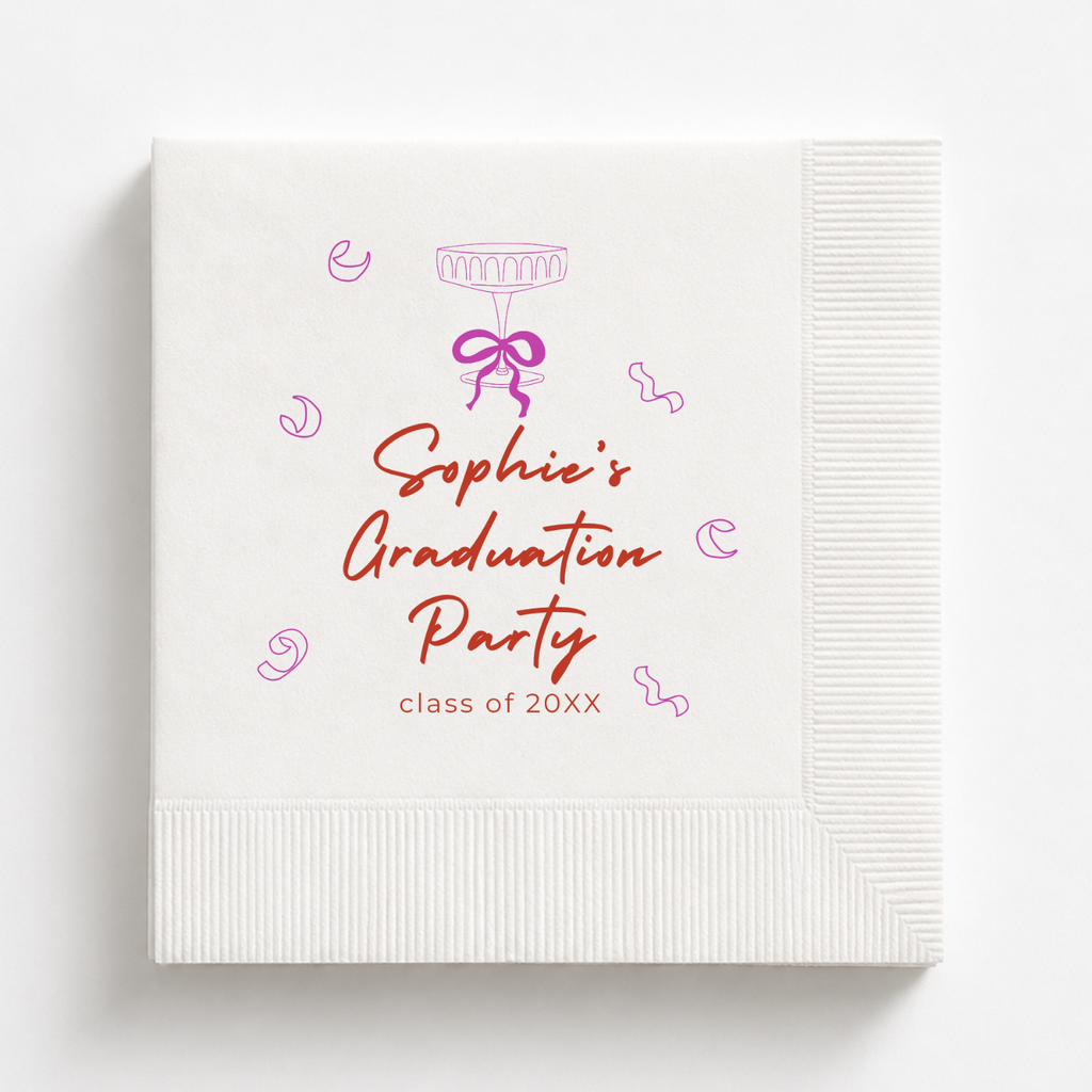 Cocktail & Bow | Name & Class Year | Personalized Graduation Napkins