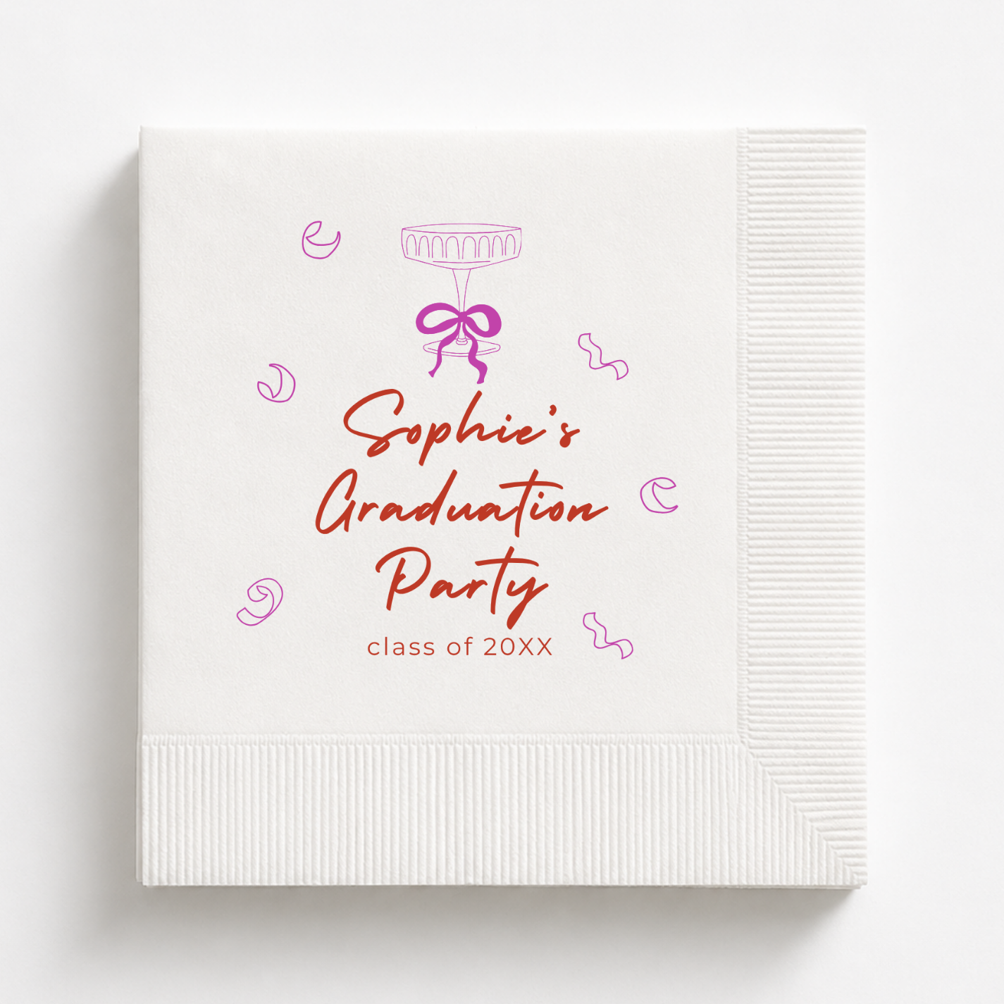 Cocktail & Bow | Name & Class Year | Personalized Graduation Napkins