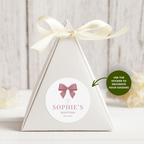Satin Bow | Name & Date | Personalized Baptism Stickers