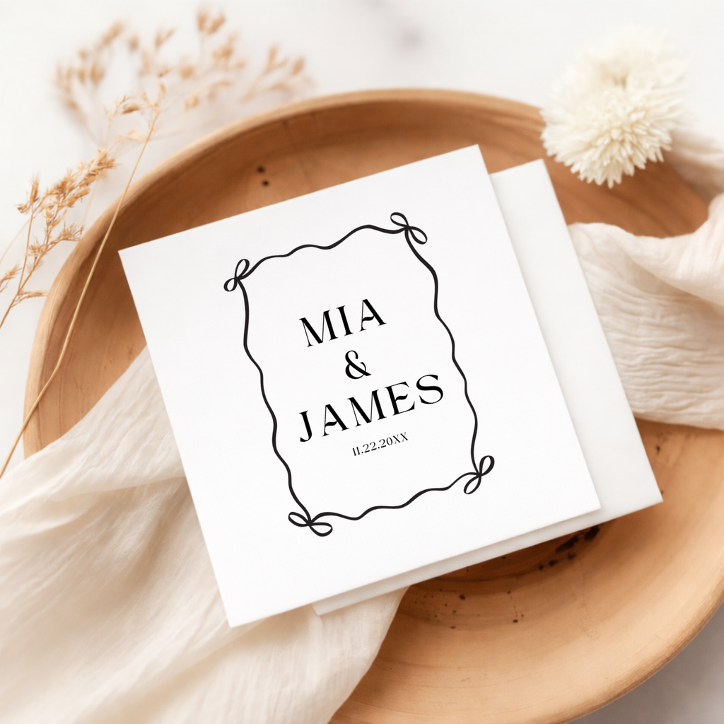 Ribbon Bow Frame wedding napkins for the reception