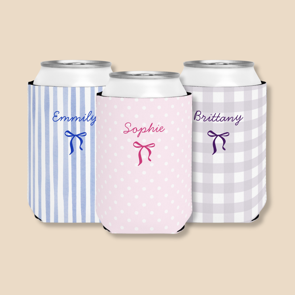 Name & Bow | Custom Name | Personalized Bachelorette Party Can Coolers