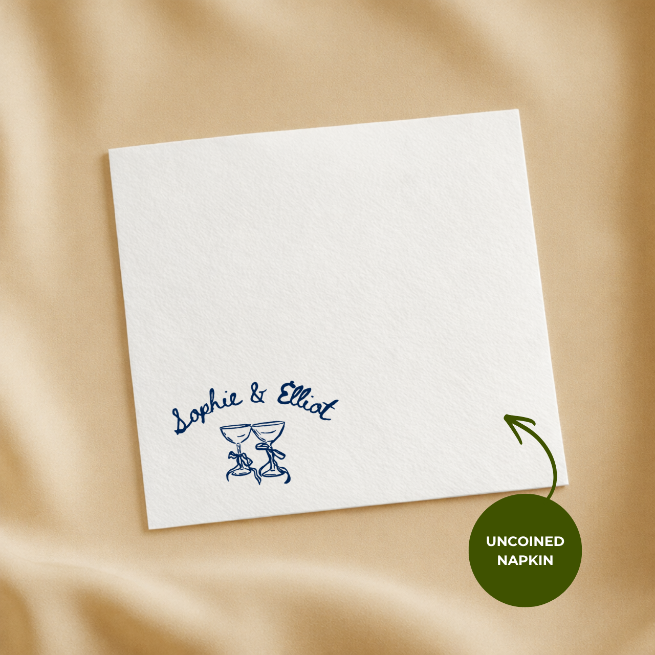 Cheers Coupes & Bows | Names & Date | Personalized Wedding Napkins