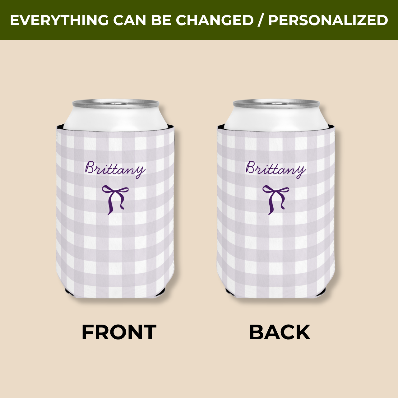 Name & Bow | Custom Name | Personalized Bachelorette Party Can Coolers