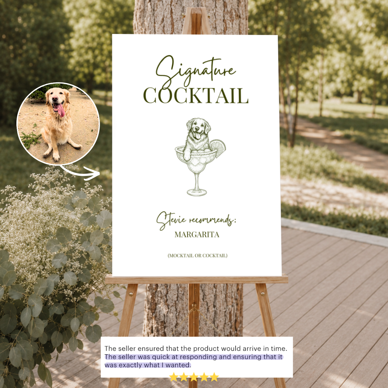 Signature Cocktails Pet Portrait | Custom Bar Sign