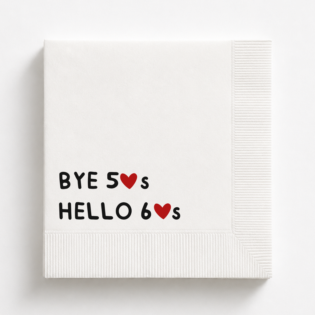 Bye 50's Hello 60's | Personalized 60th Birthday Napkins