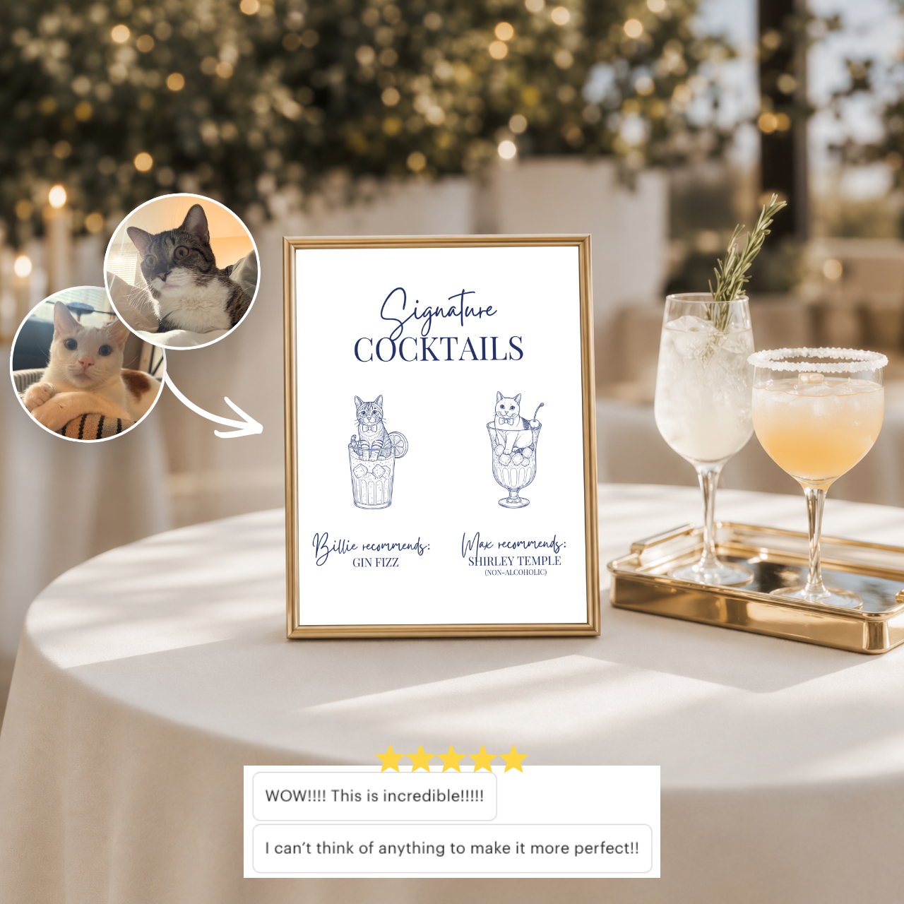 Signature Cocktails Pet Portrait | Custom Bar Sign