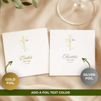 Wildflower Cross & Butterflies | Name & Date | Baptism Napkins