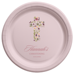 Floral Cross | Name & Date | Personalized Baptism Plates