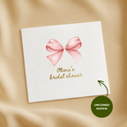 Custom bridal shower napkins in cocktail, luncheon and guest towel sizes, Coquette Bow design