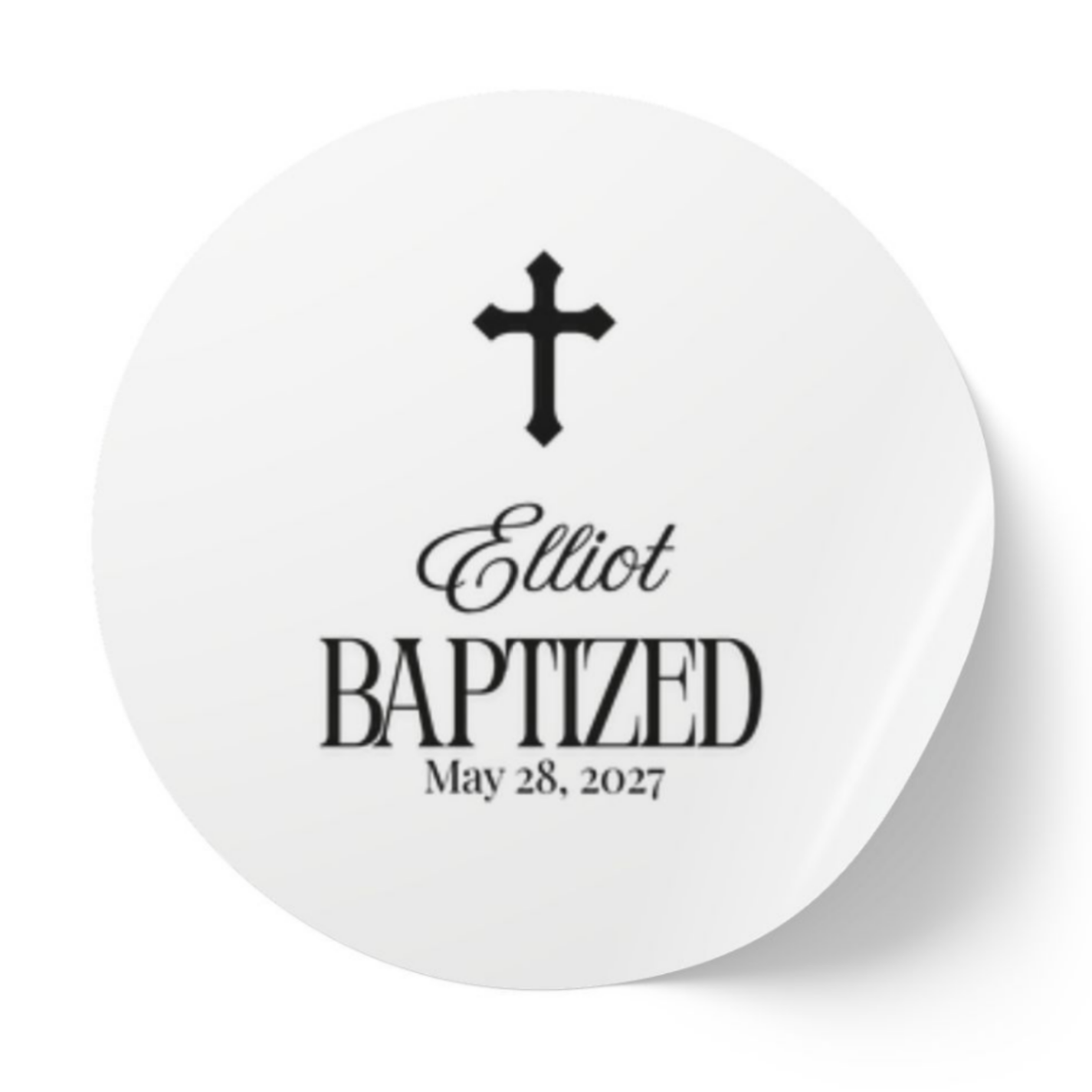 Simple Cross | Name & Date | Personalized Baptism Stickers