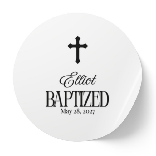 Simple Cross | Name & Date | Personalized Baptism Stickers
