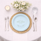 Floral Ribbon Bow | Name & Date | Personalized Baptism Plates