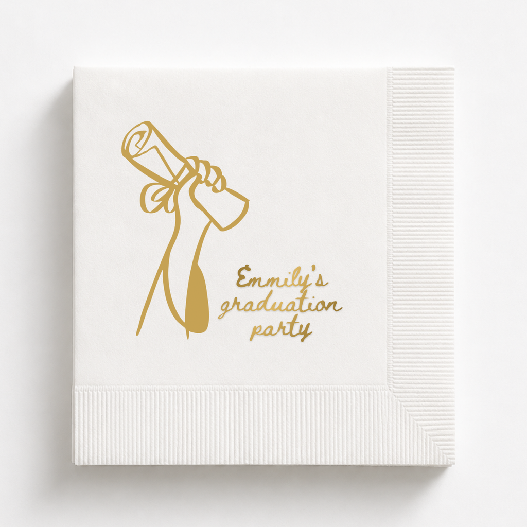 Diploma in Hand | Name & Class Year | Personalized Graduation Napkins